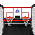 close up of backboard of indoor outdoor dual shot basketball game by pop-a-shot
