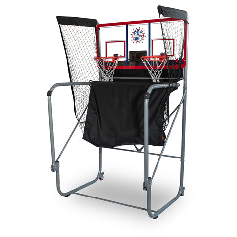 angled shot of popashot indoor outdoor basketball game folded up